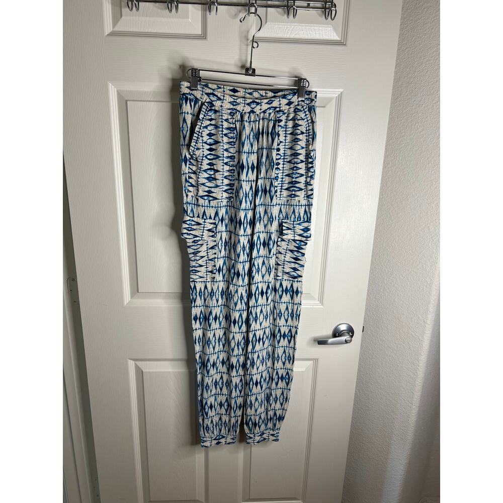 8 Days A Week by Frankie's Bikinis Women's Pull-On Pants Blue/White ~ Size S